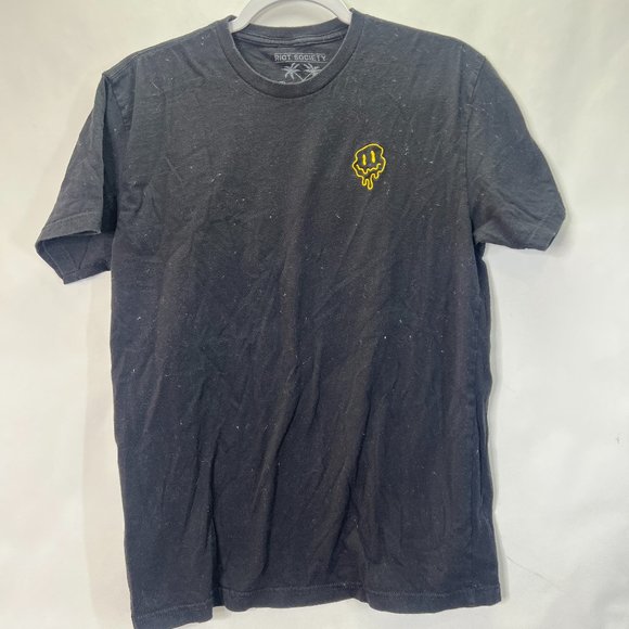 Riot Society Black Tee with Yellow smiley face - Picture 1 of 3